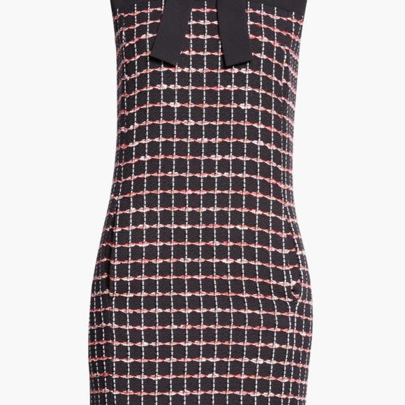 St John Women's Bow-Embellished Tweed Mini Dress in Black/haute Red/pearl Multi - Picture 6 of 12